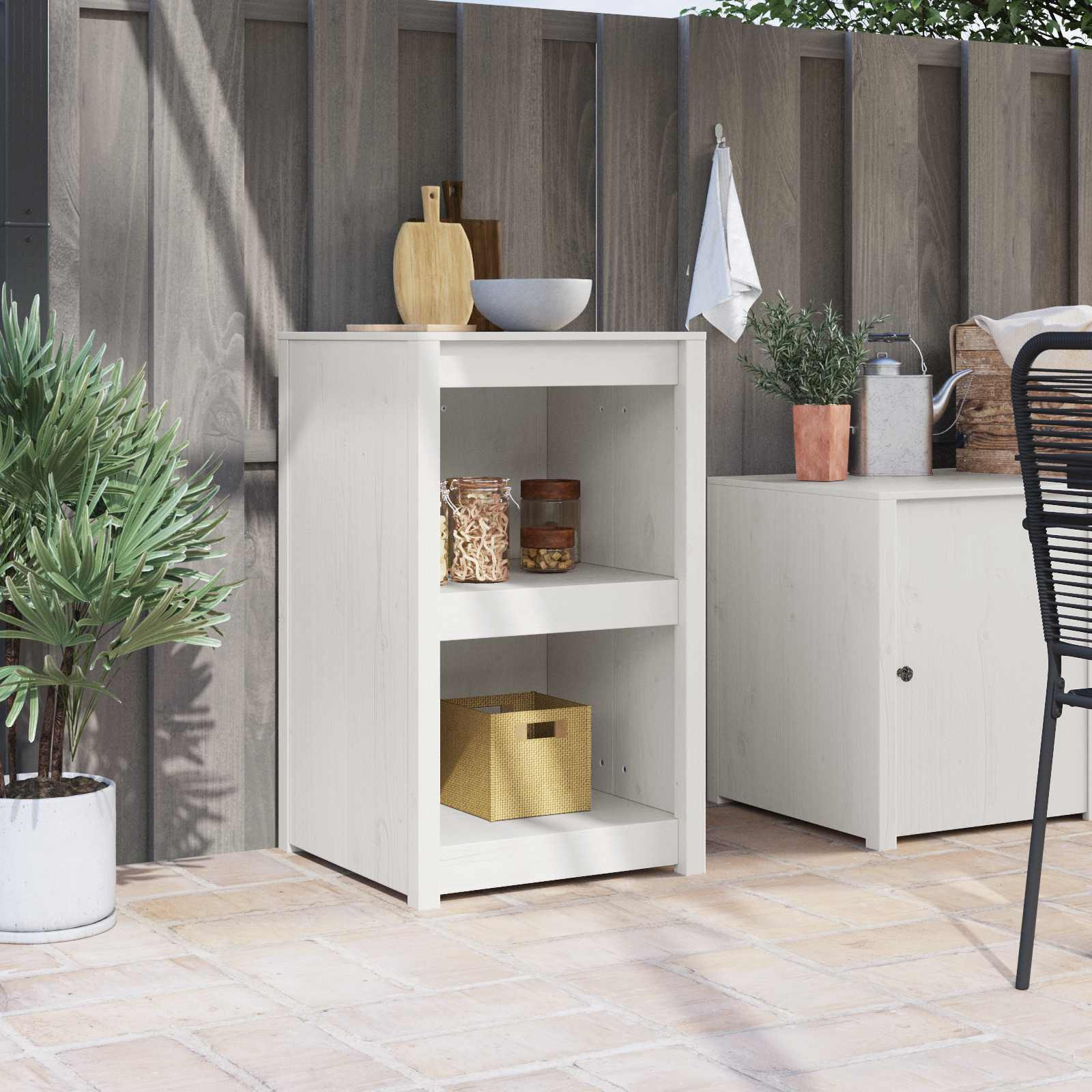 vidaXL Küchenschrank MEPPEL Weiß 55 x 55 x 92 cm Massives Kiefernholz