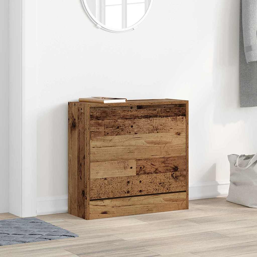 vidaXL Schuhschrank mit Regal Altholz 60 x 21 x 57 cm Holzwerkstoff