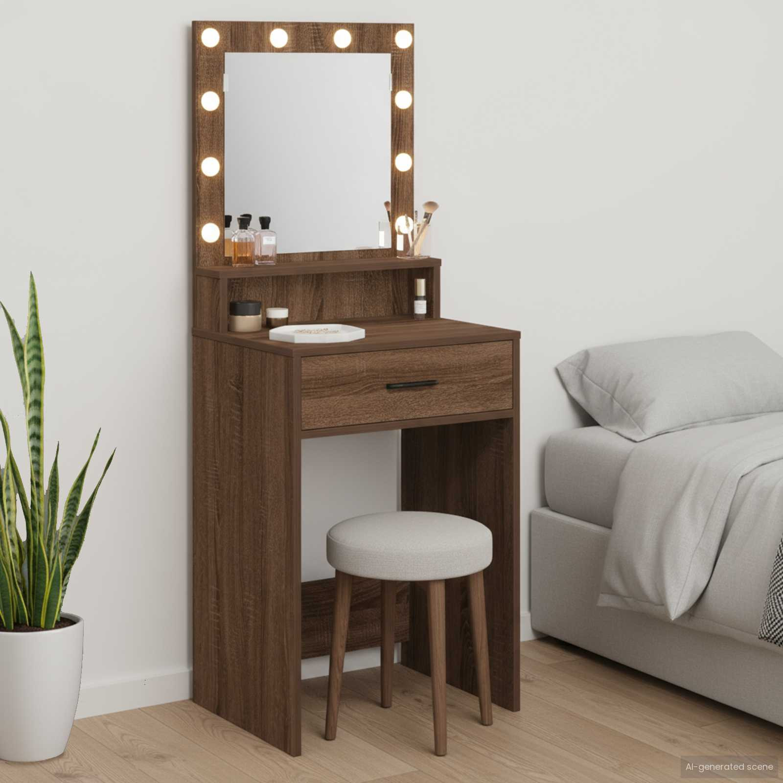 vidaXL Schminktisch Braun Eichen-Optik 50 x 41 x 135 cm Holzwerkstoff