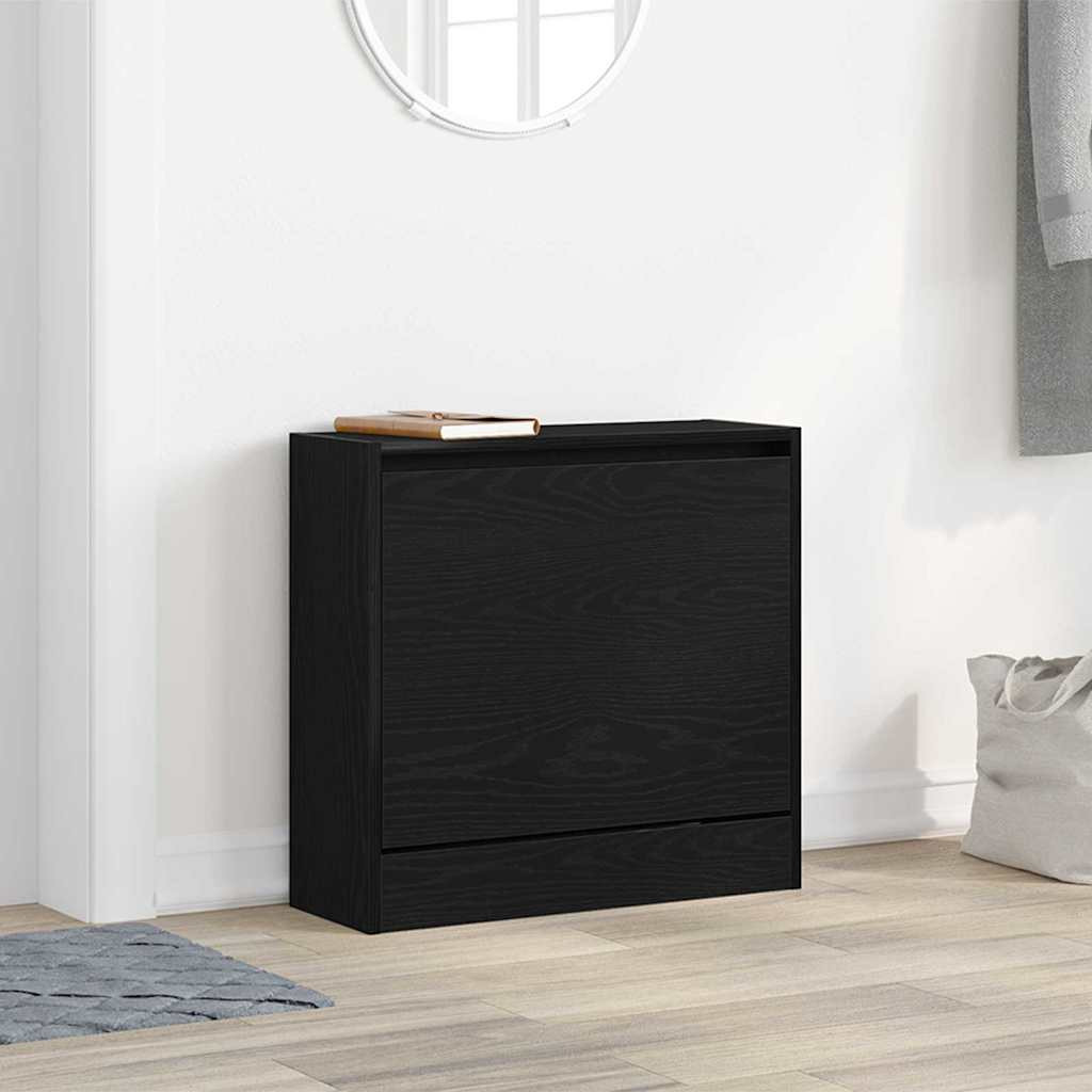 vidaXL Schuhschrank Schwarz Eichen-Optik 60 x 21 x 57 cm Holzwerkstoff