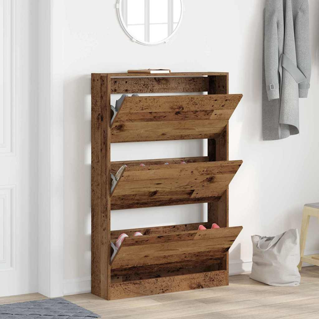 vidaXL Schuhschrank mit Regal Altholz 80 x 21 x 125,5 cm Holzwerkstoff
