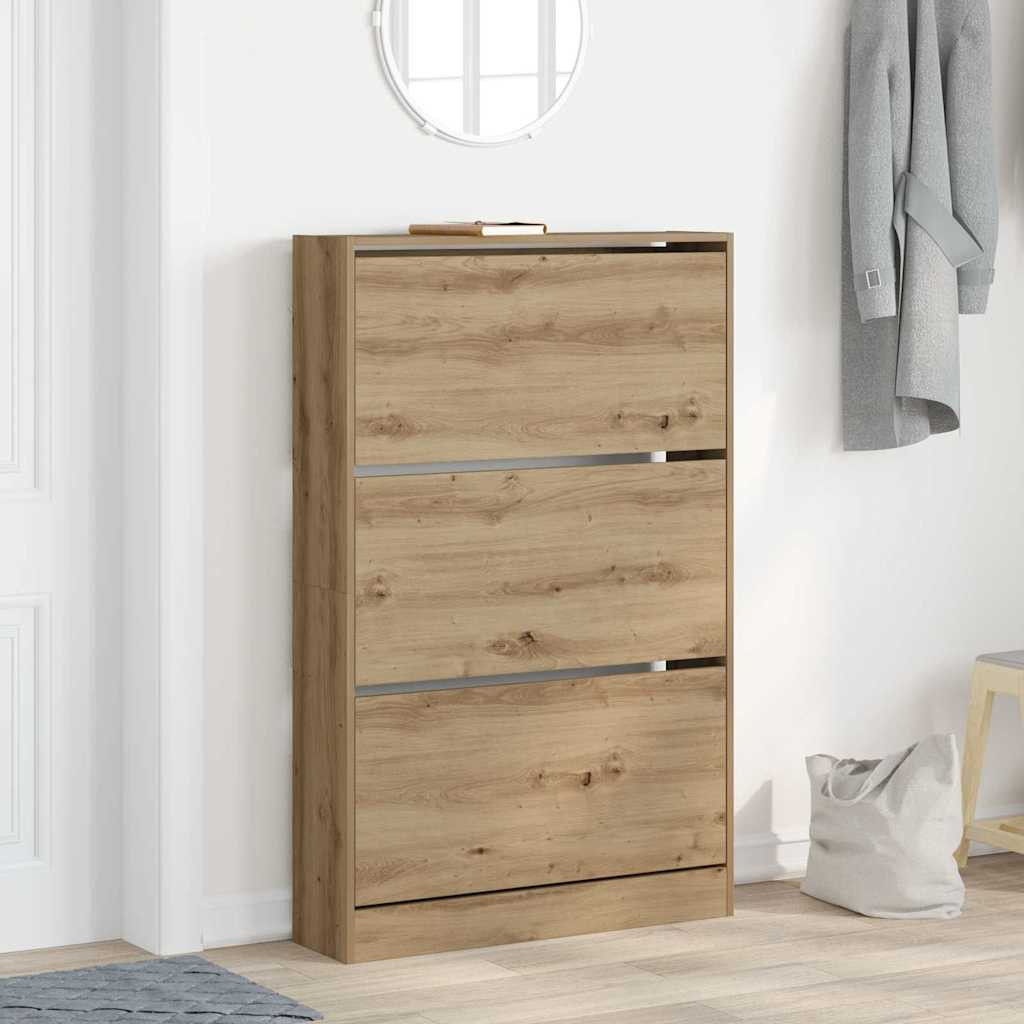 vidaXL Schuhschrank 80 x 21 x 125,5 cm Holzwerkstoff Artisan-Eiche