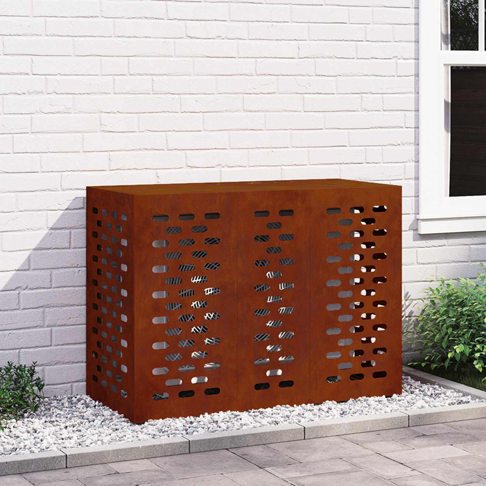 vidaXL Klimaanlagenabdeckung Rostoptik 110 x 50 x 80 cm