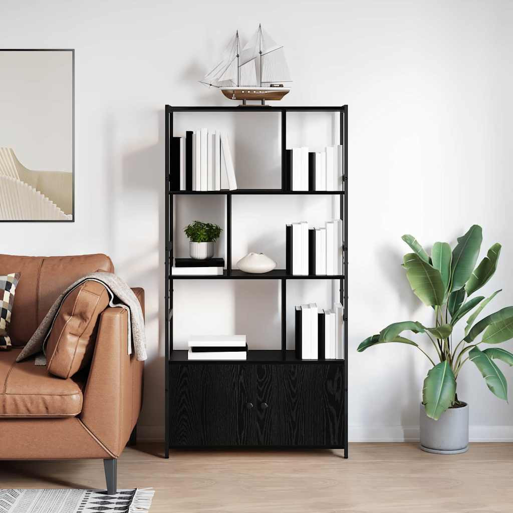 vidaXL Bücherregal Schwarz Eichen-Optik 80 x 30 x 155,5 cm
