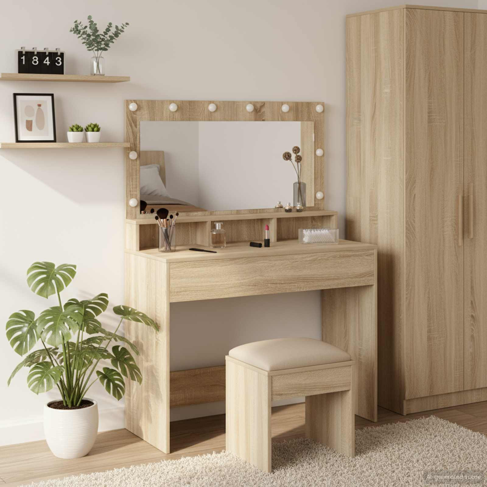 vidaXL Schminktisch Sonoma-Eiche 100 x 41 x 135 cm Holzwerkstoff