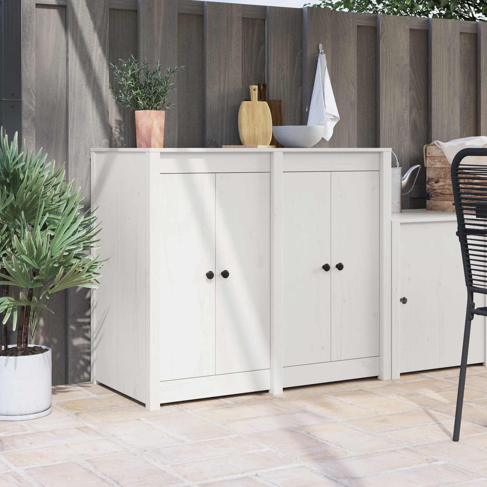 vidaXL Küchentür MEPPEL 2 pcs Weiß 50 x 9 x 82 cm Massivholz Kiefer