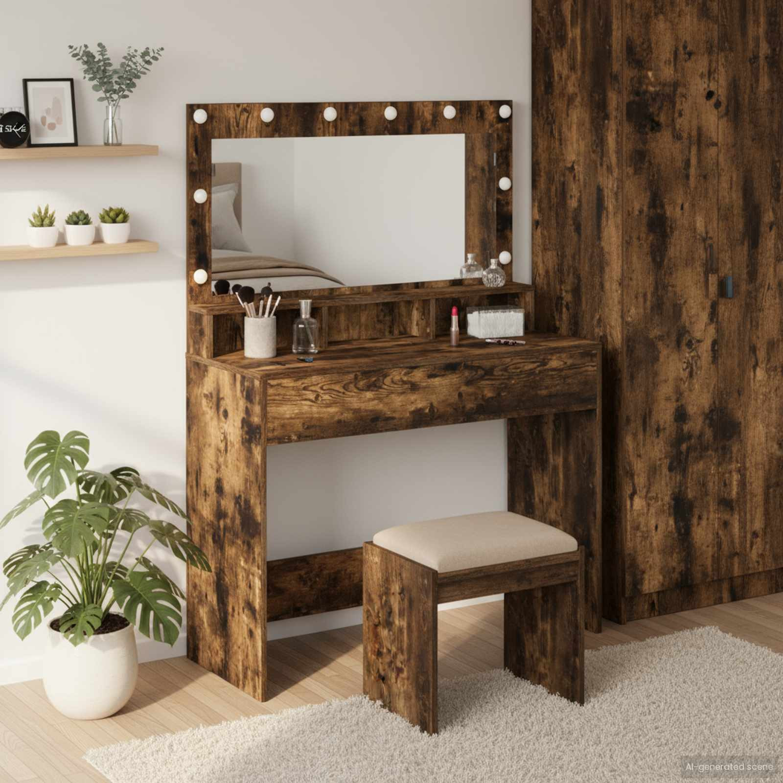vidaXL Schminktisch Geräucherte Eiche 100 x 41 x 135 cm Holzwerkstoff