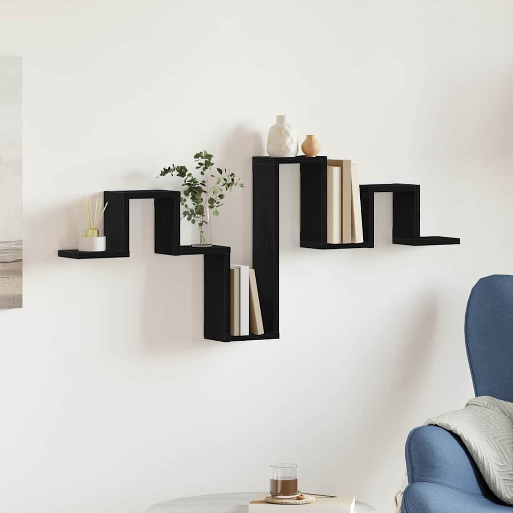 vidaXL Wandregal Wandmontiert Schwarz Eichen-Optik 104,5 x 43 x 10 cm