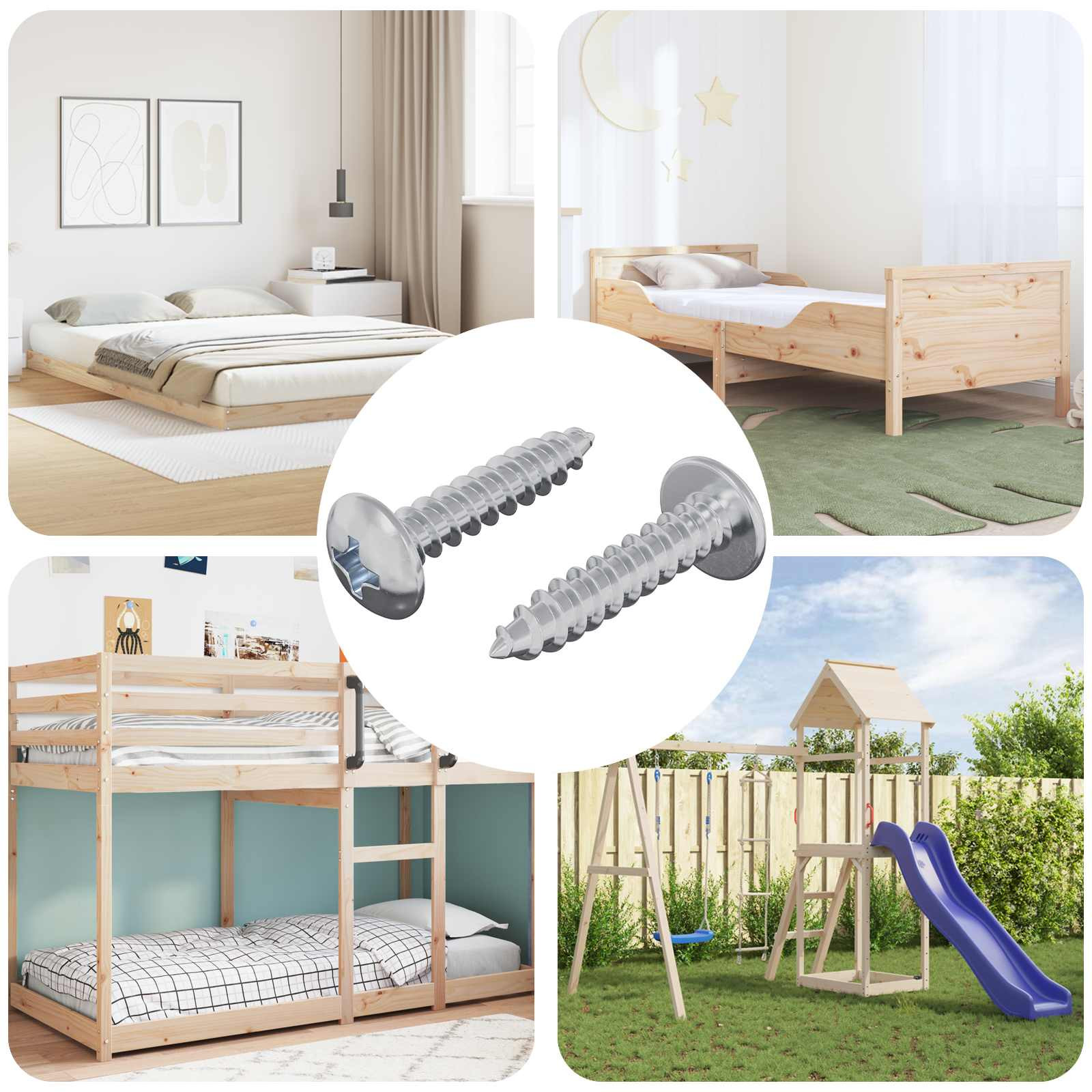 vidaXL Holzschrauben 2 pcs Silber M4 x 20 mm Stahl
