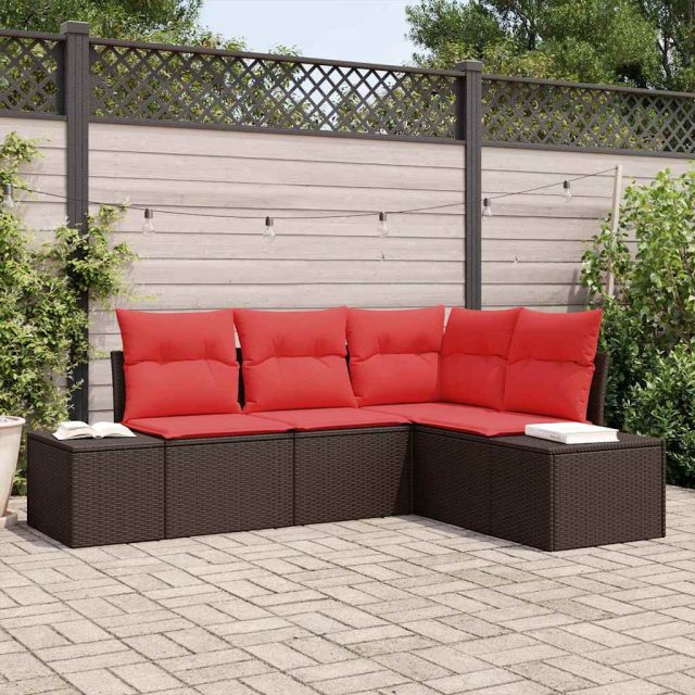 vidaXL Gartensofa-set mit Kissen 4 pcs Braun Poly-Rattan