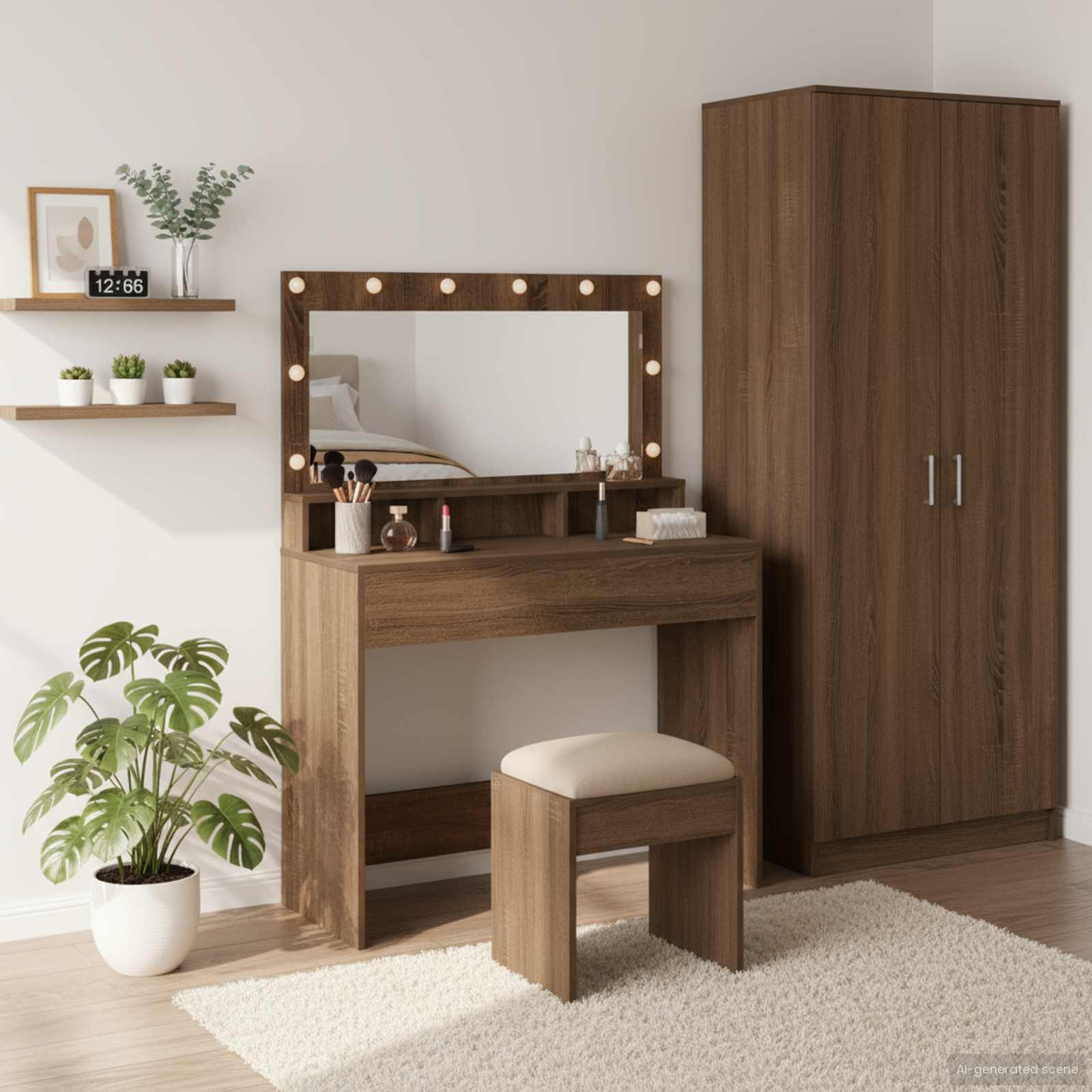 vidaXL Schminktisch Braun Eichen-Optik 100 x 41 x 135 cm Holzwerkstoff