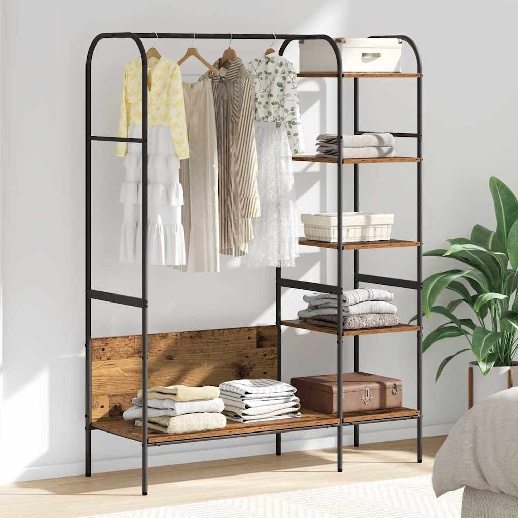 vidaXL Kleiderständer mit Regal Braun 120 x 44 x 160 cm Holzwerkstoff
