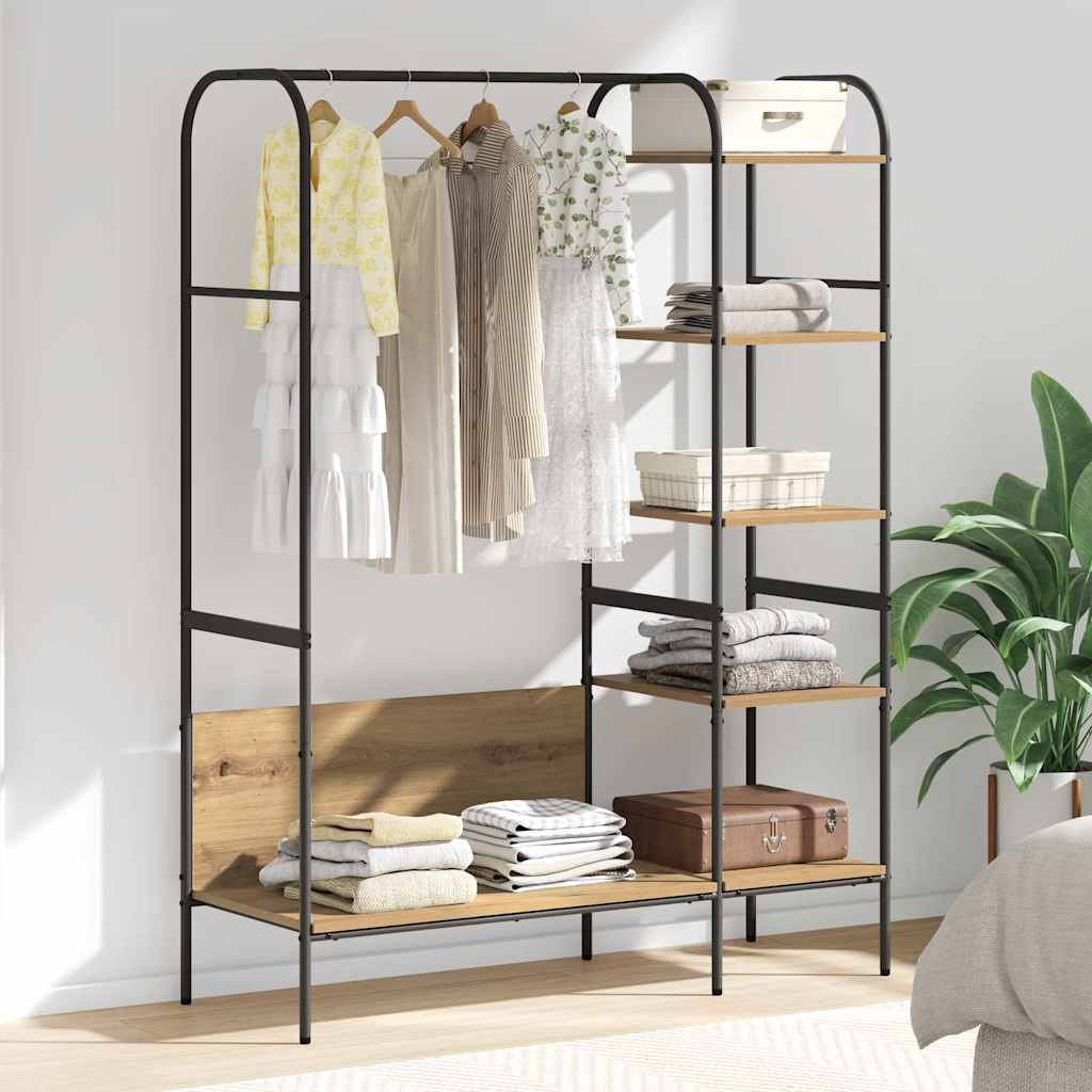 vidaXL Kleiderständer Beige 120 x 44 x 160 cm Holzwerkstoff