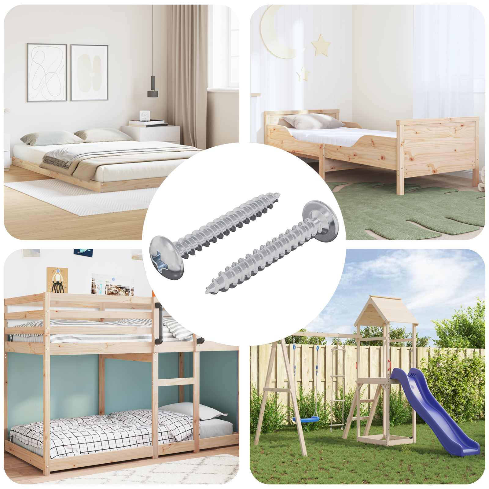 vidaXL Holzschrauben 2 pcs Silber M4 x 28 mm Stahl