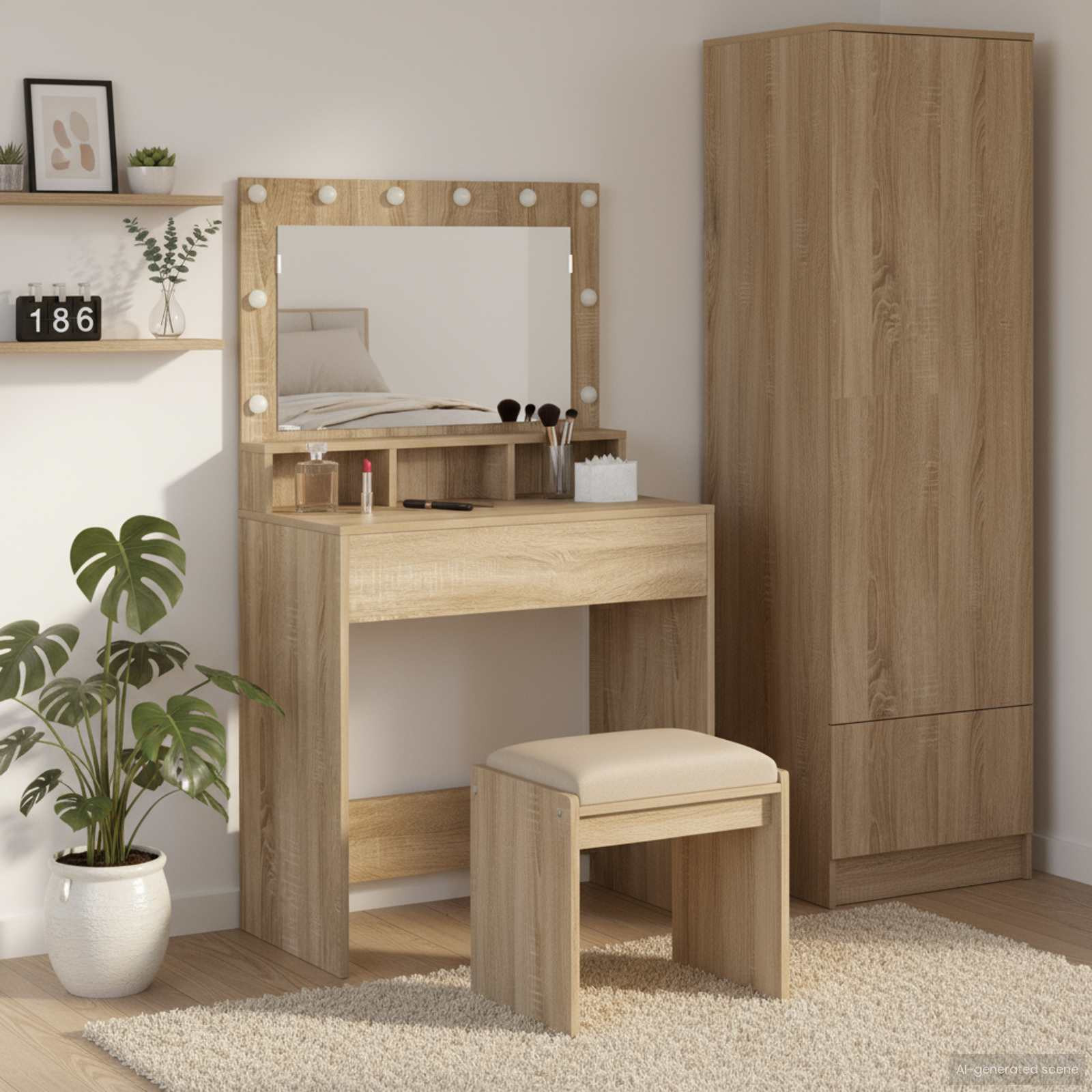 vidaXL Schminktisch Sonoma-Eiche 75,5 x 41 x 135 cm Holzwerkstoff
