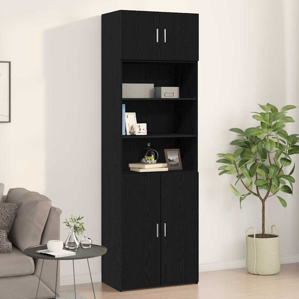 vidaXL Wandschrank Wandmontiert Schwarz Eichen-Optik 70 x 42,5 x 40 cm