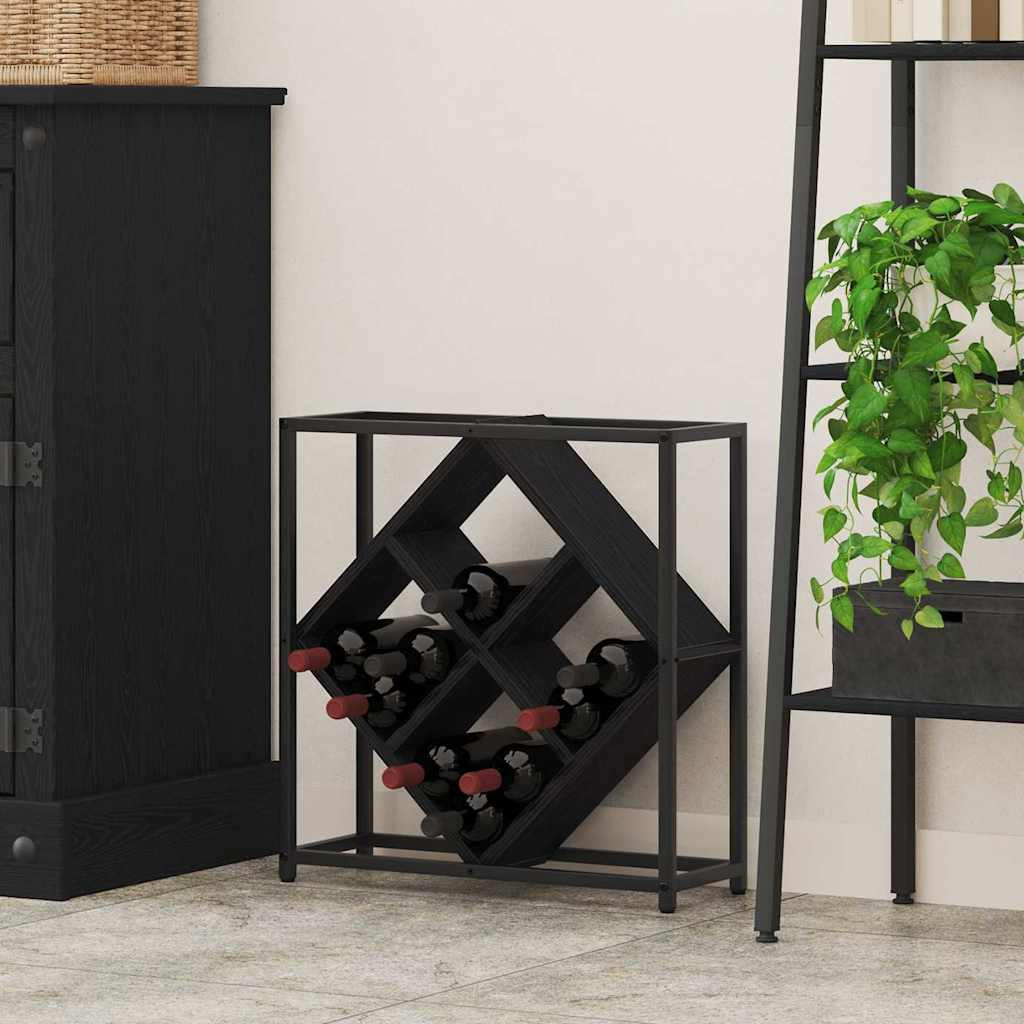 vidaXL Weinregal Schwarz Eichen-Optik 51 x 18 x 52,5 cm Holzwerkstoff
