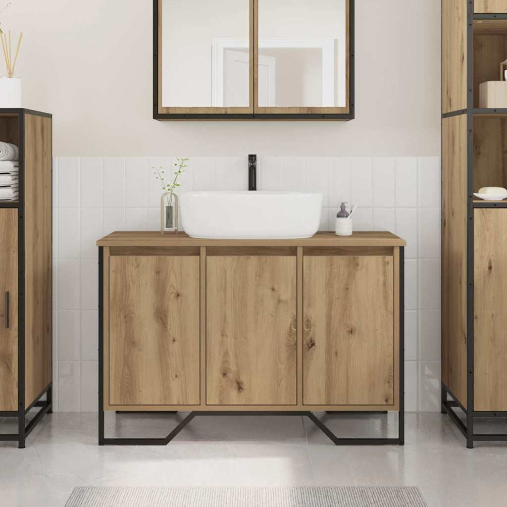vidaXL Waschbeckenschrank Artisan-Eiche 91 x 35 x 60 cm Holzwerkstoff