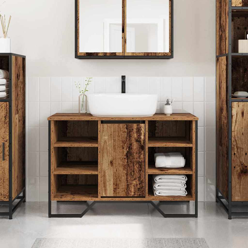 vidaXL Waschbeckenschrank Altholz 91 x 35 x 60 cm Holzwerkstoff