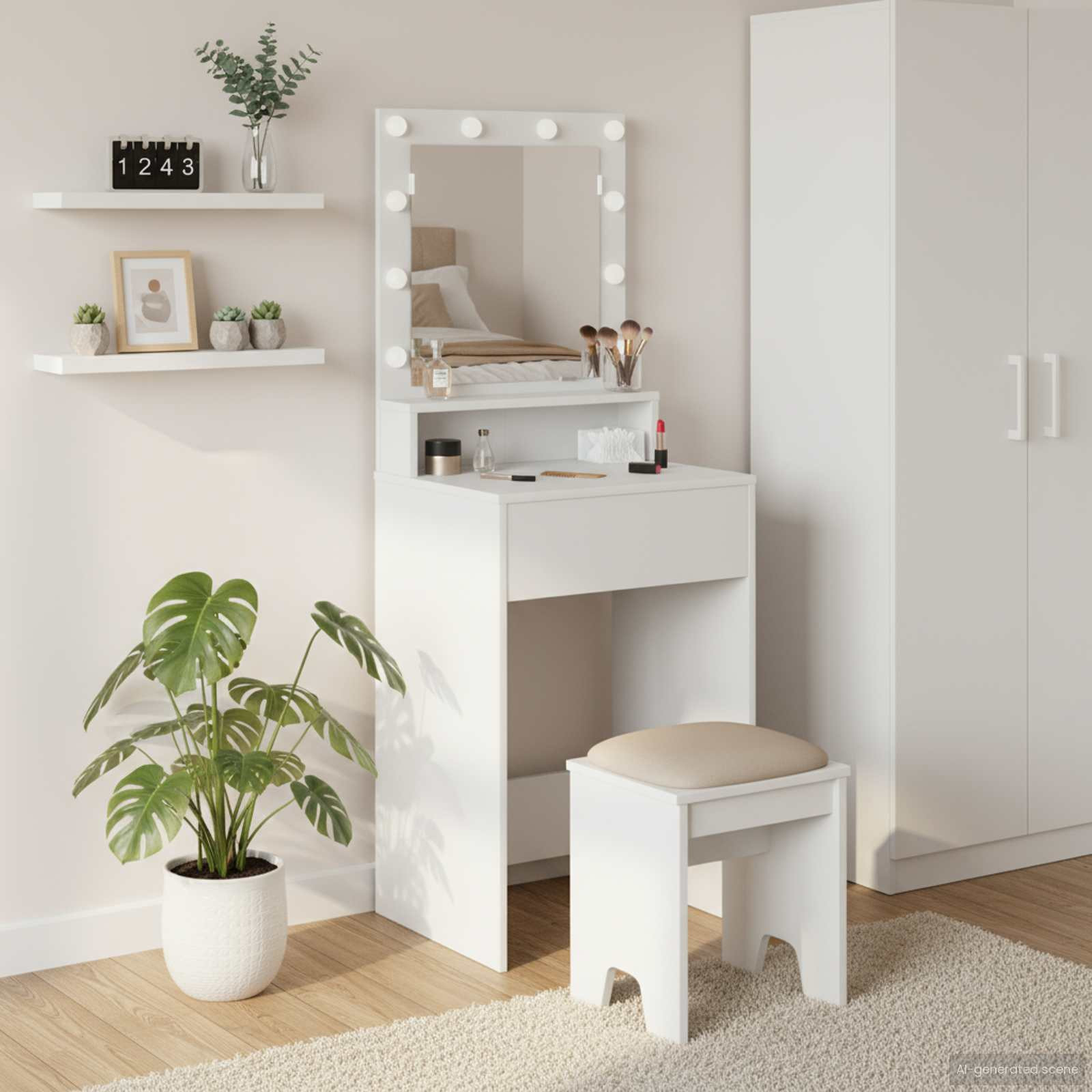 vidaXL Schminktisch mit Regal Weiß 50 x 41 x 135 cm Holzwerkstoff