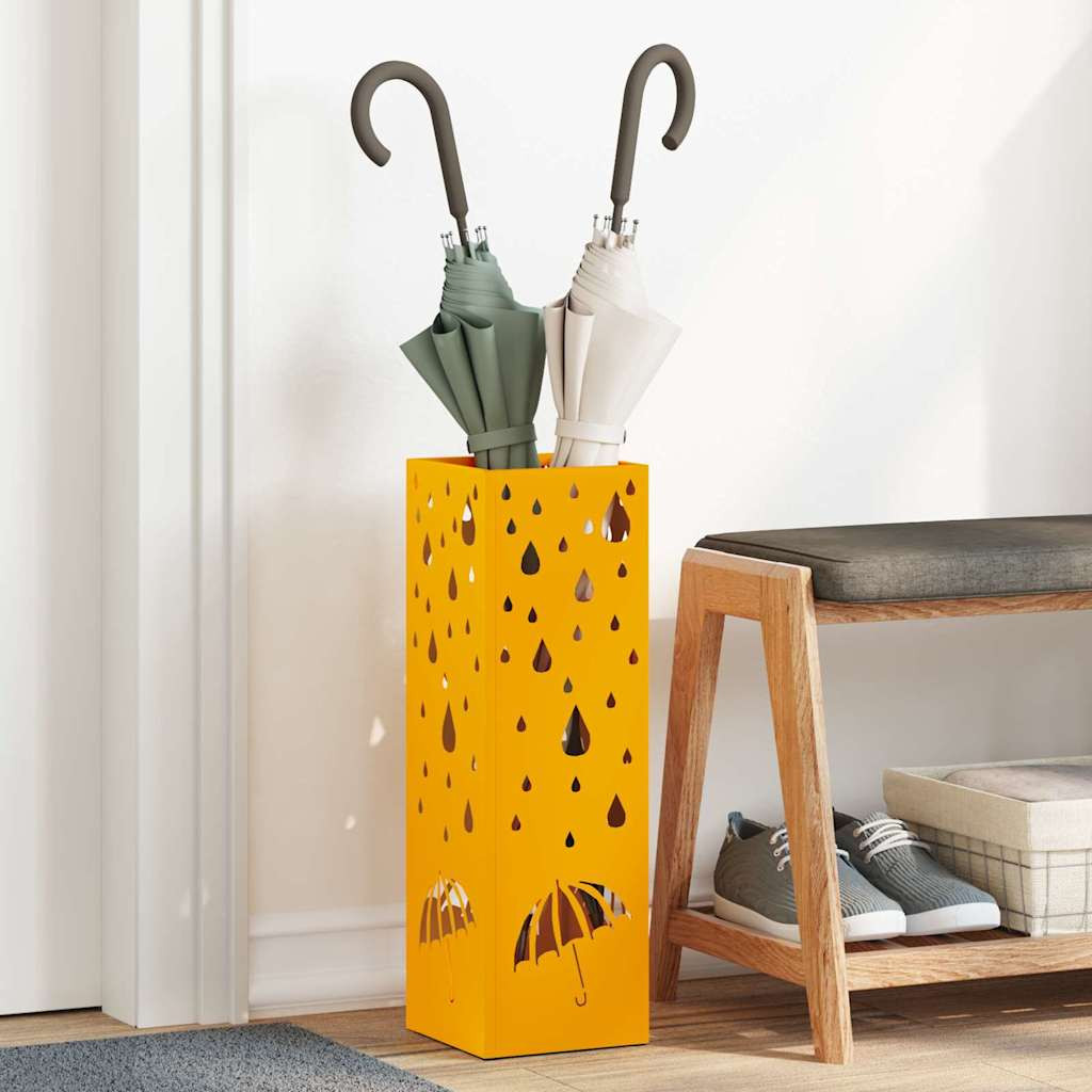 vidaXL Regenschirmständer mit Speicher Senf 15,5 x 15,5 x 49 cm Stahl