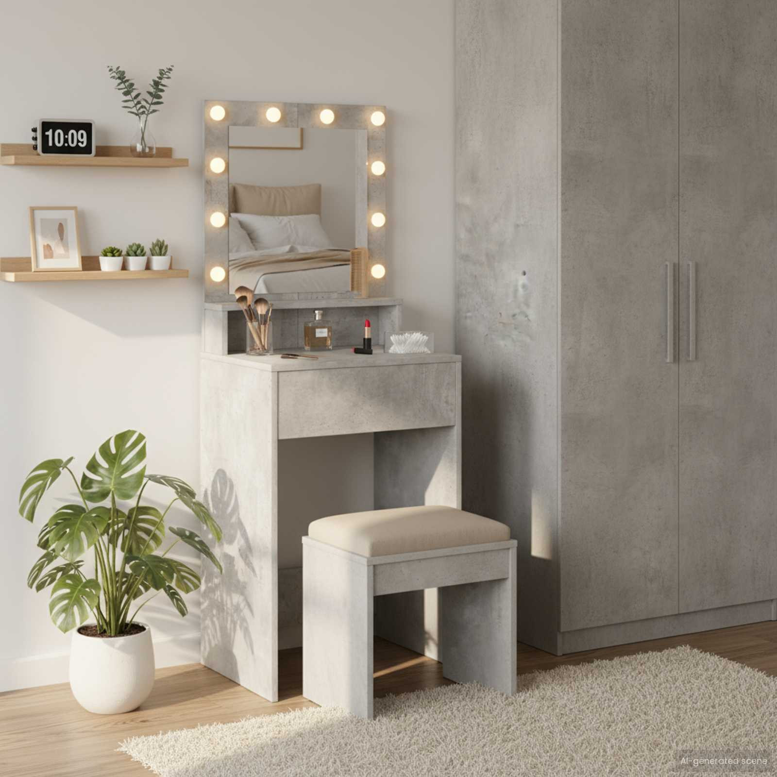 vidaXL Schminktisch Beton Grau 50 x 41 x 135 cm Holzwerkstoff