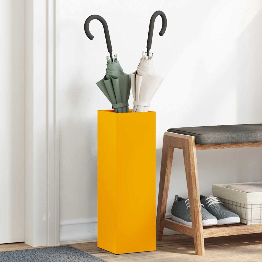vidaXL Regenschirmständer mit Speicher Senf 15,5 x 15,5 x 49 cm Stahl