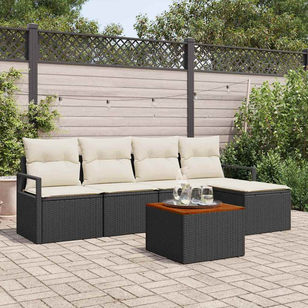 vidaXL Gartensofa-set mit Kissen 6 pcs Schwarz Poly-Rattan
