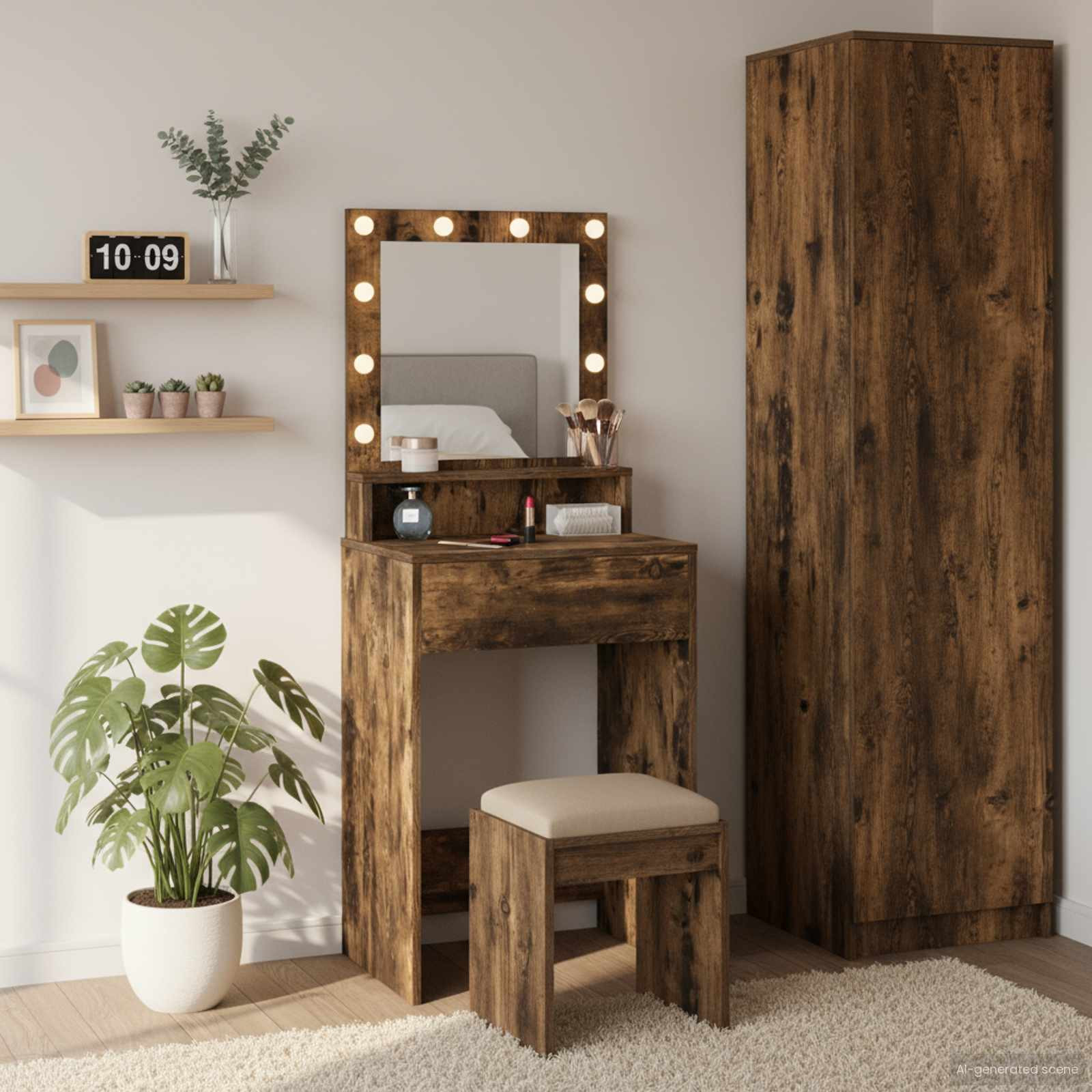 vidaXL Schminktisch Geräucherte Eiche 50 x 41 x 135 cm Holzwerkstoff