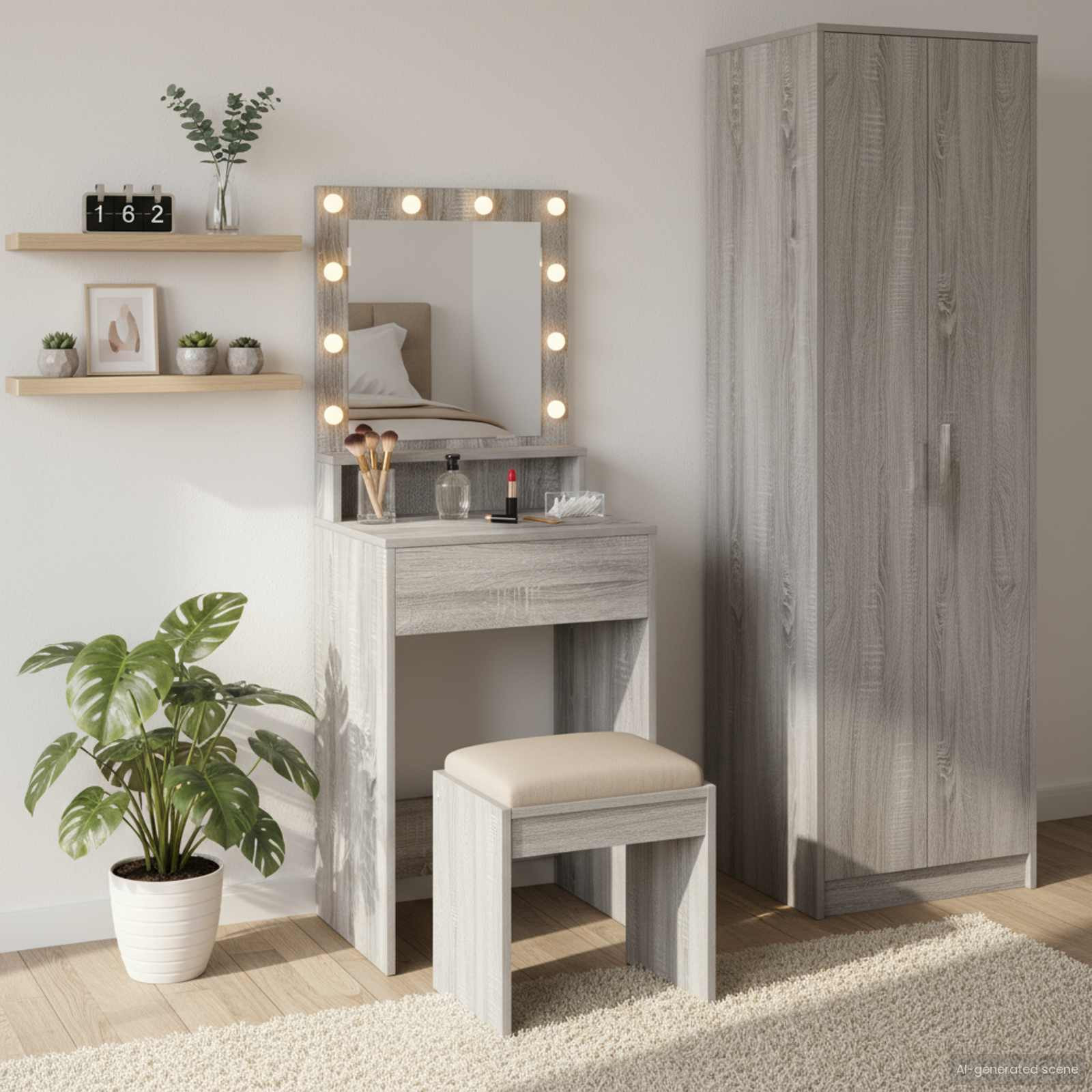 vidaXL Schminktisch Graues Sonoma 50 x 41 x 135 cm Holzwerkstoff