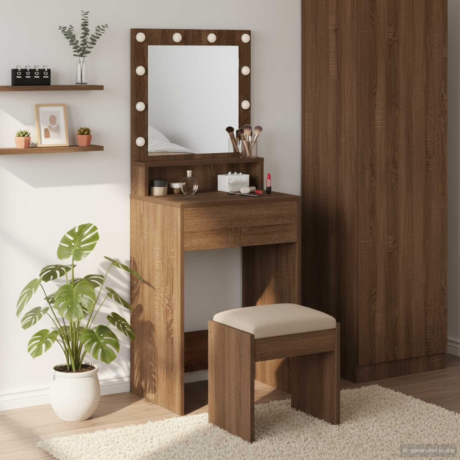 vidaXL Schminktisch Braun Eichen-Optik 50 x 41 x 135 cm Holzwerkstoff