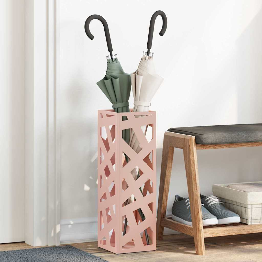 vidaXL Regenschirmständer mit Speicher Rosa 15,5 x 15,5 x 49 cm Stahl