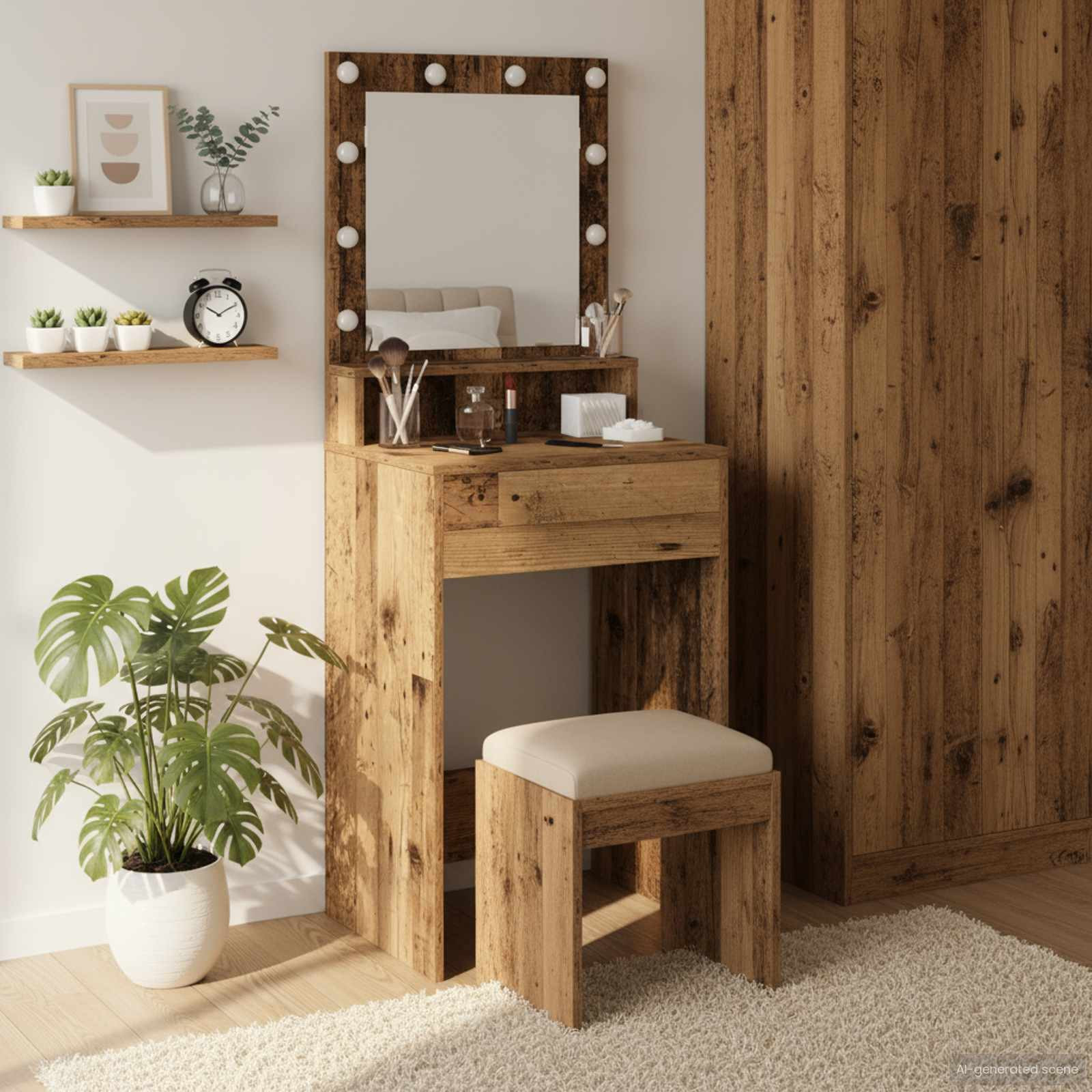 vidaXL Schminktisch mit Regal Altholz 50 x 41 x 135 cm Holzwerkstoff