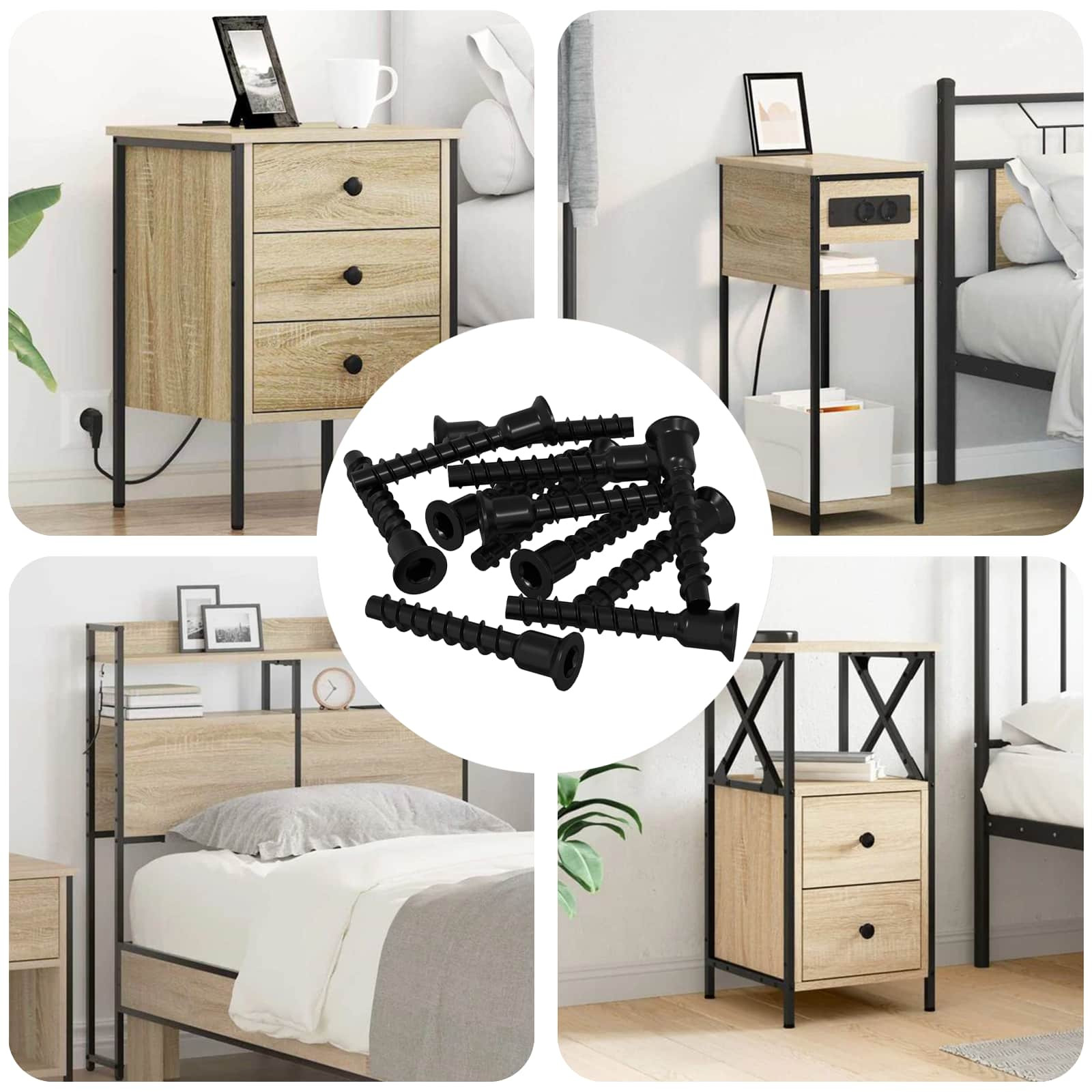 vidaXL Steckkappen-Schraube 3072 pcs Schwarz 7 x 40 mm Eisen