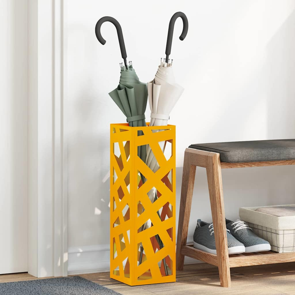 vidaXL Regenschirmständer mit Speicher Senf 15,5 x 15,5 x 49 cm Stahl