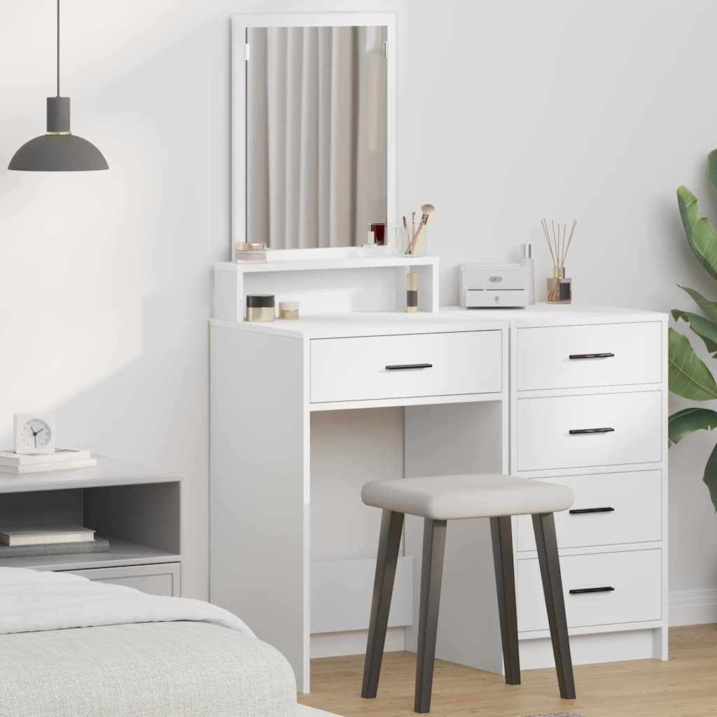 vidaXL Schminktisch mit Schubladen Weiß 50 x 41 x 140 cm Holzwerkstoff