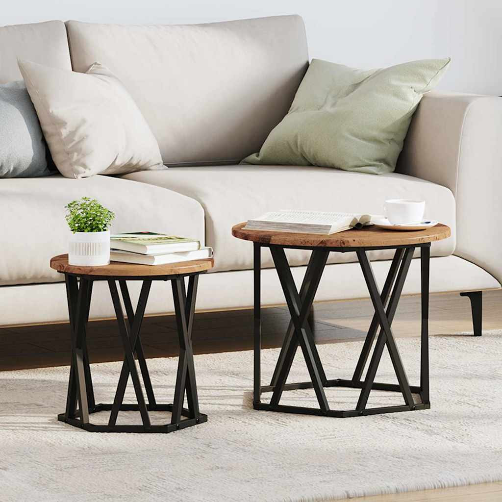 vidaXL Beistelltisch 2 pcs Altholz Ingenieure Holz und Stahl