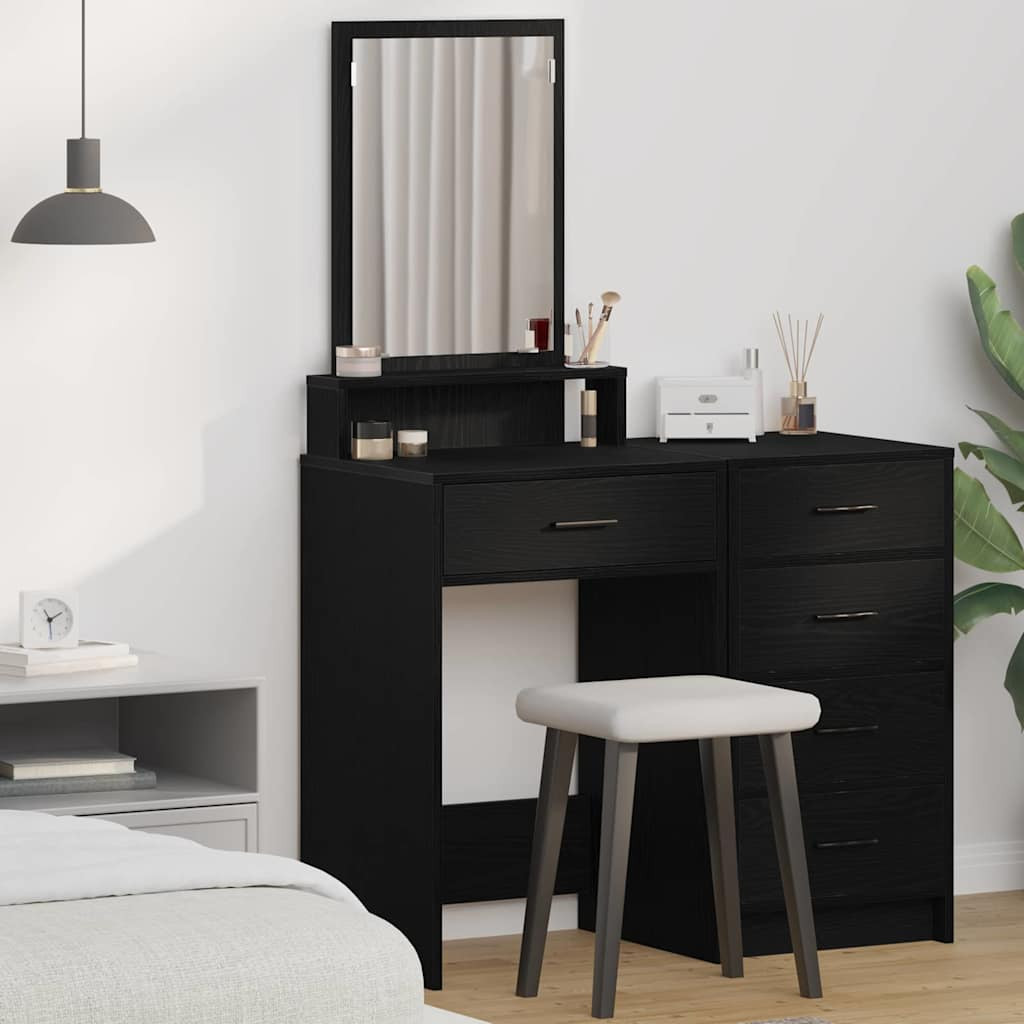 vidaXL Schminktisch mit Regal Schwarz Eichen-Optik 50 x 41 x 140 cm
