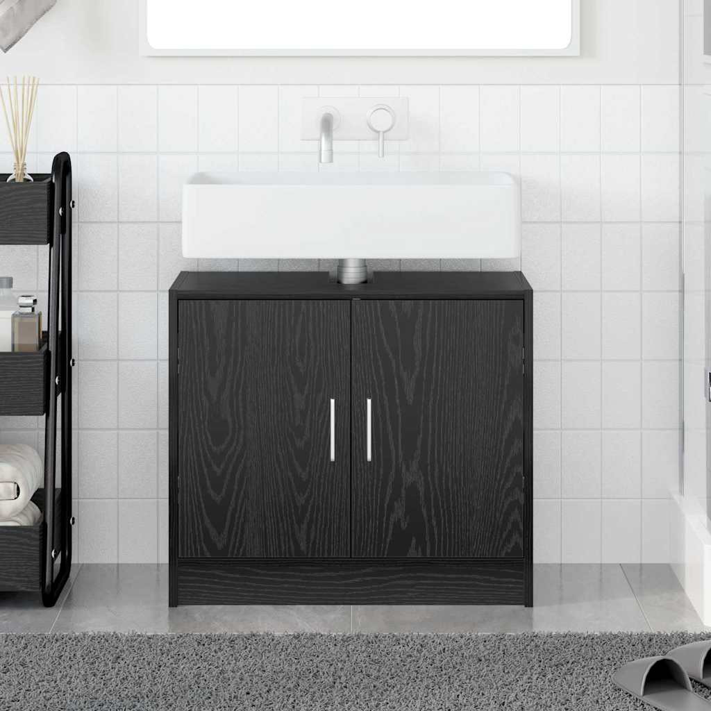 vidaXL Badezimmerschrank mit Tür Schwarz Eichen-Optik 63 x 29 x 55 cm