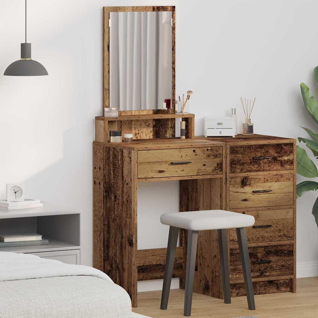 vidaXL Schminktisch mit Regal Altholz 50 x 41 x 140 cm Holzwerkstoff