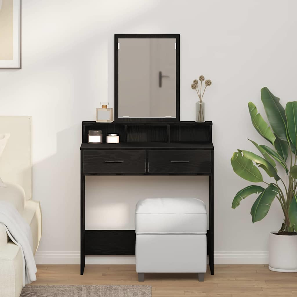 vidaXL Schminktisch mit Regal Schwarz Eichen-Optik 79 x 41 x 140 cm