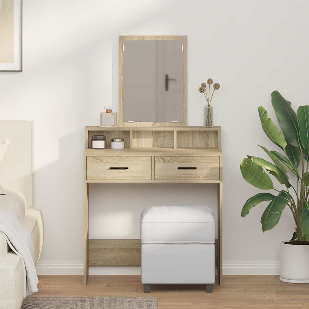 vidaXL Schminktisch Sonoma-Eiche 79 x 41 x 140 cm Holzwerkstoff