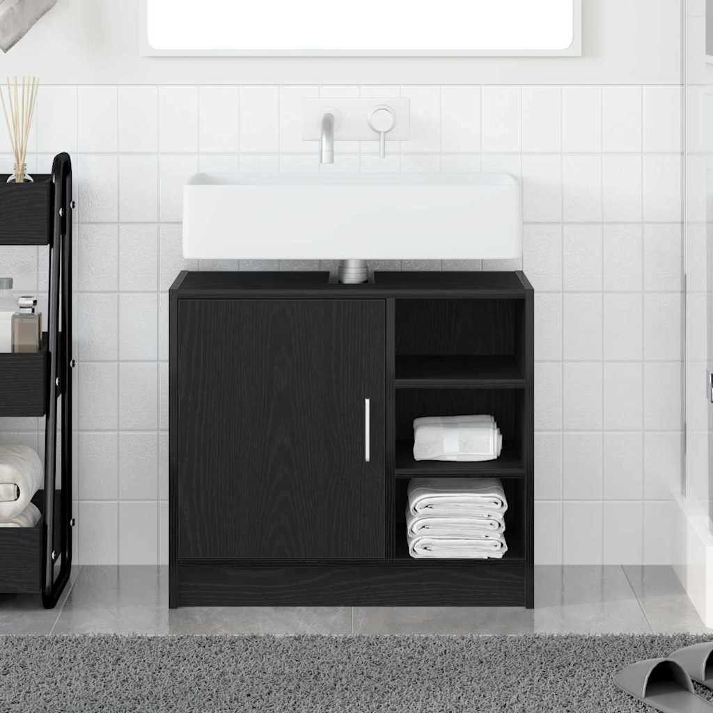 vidaXL Badezimmerschrank mit Tür Schwarz Eichen-Optik 63 x 29 x 55 cm