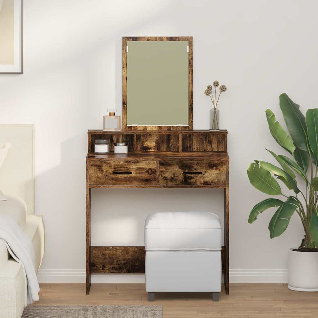 vidaXL Schminktisch Geräucherte Eiche 79 x 41 x 140 cm Holzwerkstoff
