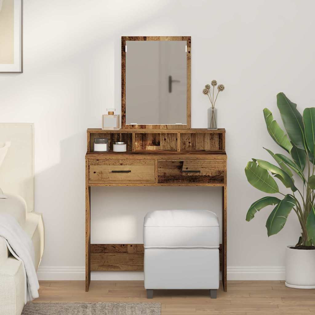 vidaXL Schminktisch mit Regal Altholz 79 x 41 x 140 cm Holzwerkstoff