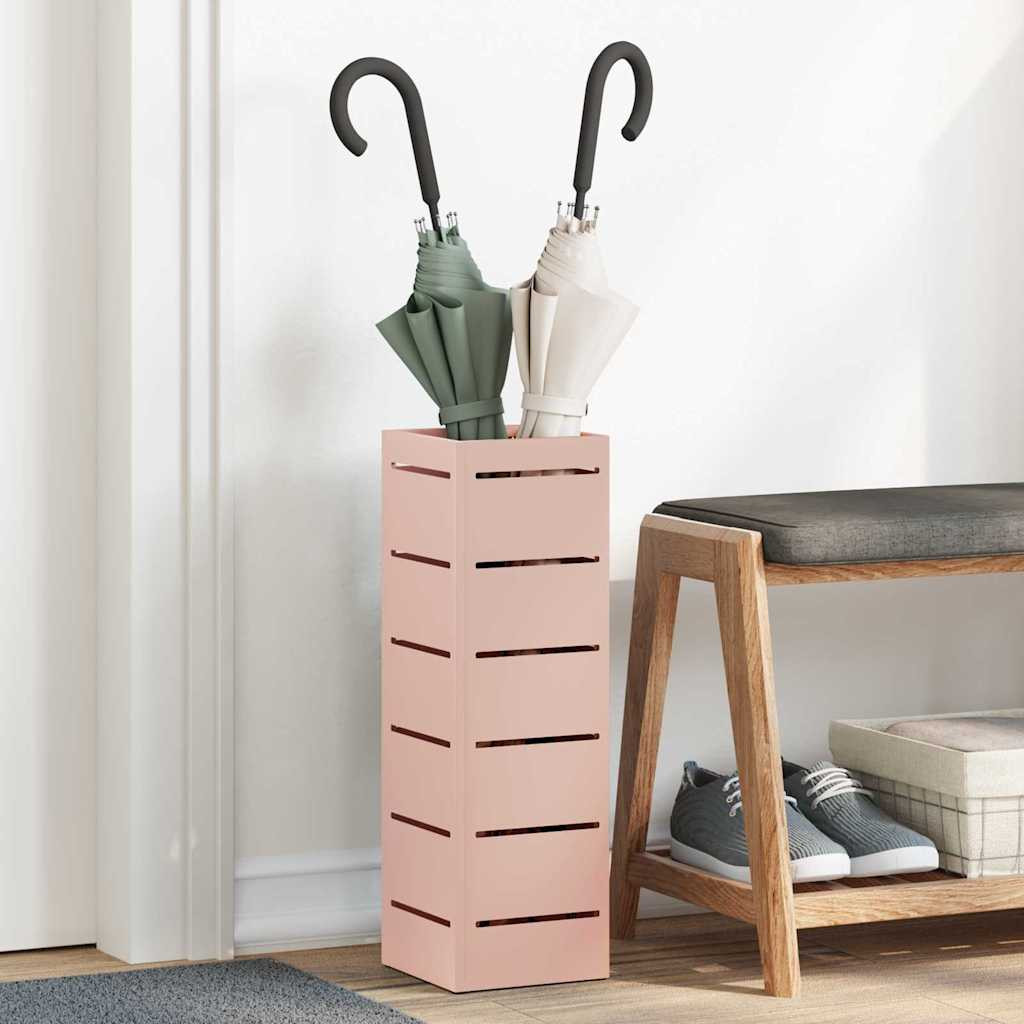 vidaXL Regenschirmständer mit Speicher Rosa 15,5 x 15,5 x 49 cm Stahl
