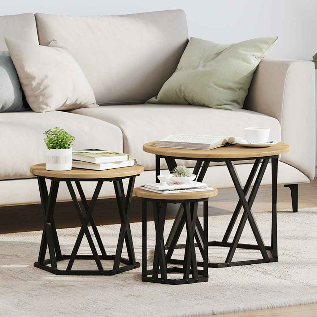 vidaXL Nesting Beistelltisch 3 pcs Artisan-Eiche 53 x 53 x 40 cm