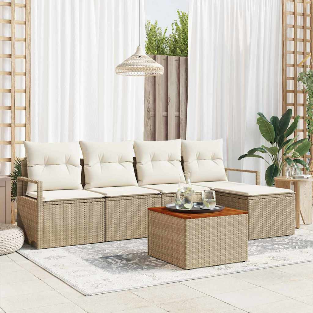 vidaXL Gartensofa-set mit Kissen 6 pcs Beige Poly-Rattan
