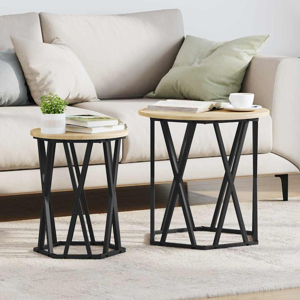 vidaXL Couchtisch 2 pcs Sonoma-Eiche Ingenieure Holz und Stahl