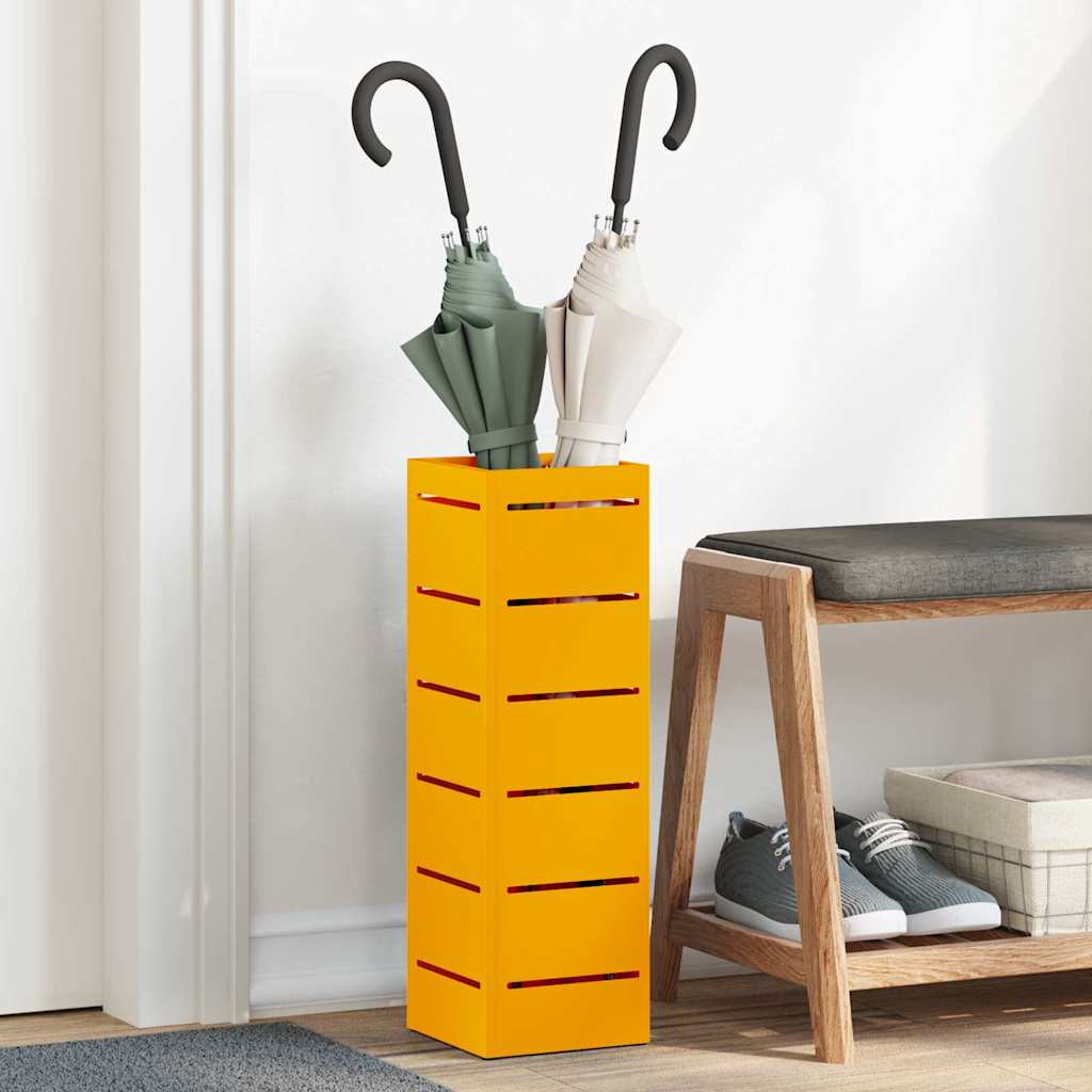 vidaXL Regenschirmständer mit Speicher Senf 15,5 x 15,5 x 49 cm Stahl